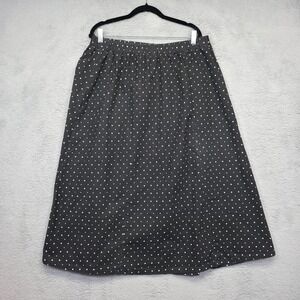 Jessica London Skirt Womens Plus 20W Black Elastic Waistband Midi Polka Dot‎